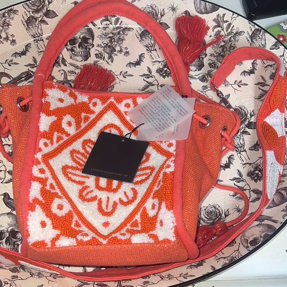 America and Beyond Stylish Orange and White Women's Bag. adorable “Easter Bag”
